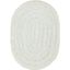 Ivory and Green Oval Braided Wool 4' x 6' Area Rug