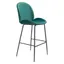 Teal Velvet and Black Steel Mid-Century Modern Bar Stool