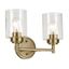 Winslow Natural Brass 2-Light Vanity with Clear Seeded Glass