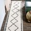 Calvia Moroccan Diamond Shag Black and White Runner Rug