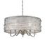 Contemporary Silver Crystal 5-Light Chandelier with Sheer Mist Shade