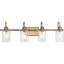 Aiken Vintage Brass 4-Light Bath Vanity with Clear Glass Shades