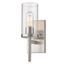 Pewter Cylinder Transitional Wall Sconce with Clear Glass Shade