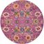 Fuchsia Floral Power-Loomed Round Synthetic Rug - 5'3"