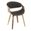 Curvo Mid-Century Modern Walnut and Charcoal Upholstered Arm Chair