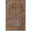 Light Blue and Orange Rectangular Oriental Area Rug