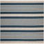 Beige & Blue Striped Square Synthetic Easy-Care Outdoor Rug - 7'10"