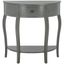 Gray Pine Wood Demilune Console Table with Storage