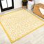 Spanish Filigree Cream/Yellow 5' Square Handwoven Indoor/Outdoor Rug