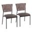 Contemporary Braided Tania Dark Gray Faux Leather Dining Chair Set