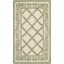 Ivory and Green Floral Wool Hand-Hooked Area Rug 4' x 6'