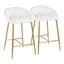 White Faux Leather and Gold Metal Counter Stools, Set of 2