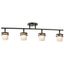 Distressed Bronze 4-Light Modern Ceiling Rail with White Cylinder Shades