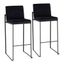 Set of 2 Black Velvet and Steel Adjustable Barstools