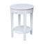 Elegant Round White Parawood Accent Table with Drawer and Shelf