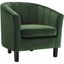 Emerald Velvet Barrel Accent Chair with Wood Legs