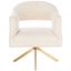 Ivory Faux Lamb Wool Geometric Swivel Accent Chair with Gold Base