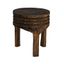 Charred Brown Hand-Carved Paulownia Wood Accent Stool