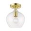 Aldrich Satin & Polished Brass 8" Clear Glass Semi-Flush Light