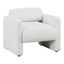 White Boucle Upholstered Barrel Accent Chair with Wood Frame