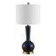 Gaetna Navy Glass Table Lamp with White Drum Shade