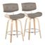 Lombardi 26" Grey and Natural Wood Swivel Counter Stool