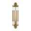 Pike Warm Brass Finish 1-Light Vanity Sconce with Clear Ribbed Glass