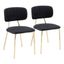 Black Velvet Upholstered Side Chair with Gold Metal Legs - Set of 2