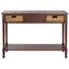 Christa Cherry Pine Console Table with Rattan Storage