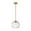 Chloe Olde Brass 10" Clear Water-Textured Glass Pendant