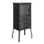 Antique Black Metal and Glass Office Storage Cabinet with 3 Drawers