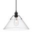 Orwell 14" Matte Black and Clear Glass Industrial Pendant Light