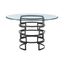 Diaz 48" Round Glass Dining Table with Matte Black Iron Base