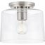 Adley Brushed Nickel 1-Light Flush Mount with Clear Glass Shade