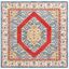 Heirloom Blue and Red Square Tufted Wool Rug 6' x 6'