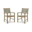 Light Brown Acacia Wood Outdoor Dining Arm Chairs with Rope Back, Set of 2