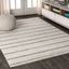 Cream and Gray Striped Synthetic 4' x 6' Area Rug