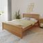 Pecan Pine Queen Bed Frame with Slatted Headboard