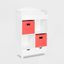 White and Coral Kids' Cubby Bookshelf with Storage Bins