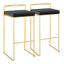 Gold Metal Black Velvet Stackable Bar Stools - Set of 2