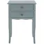 Charming Transitional Blue Wood End Table with Dual Storage Drawers