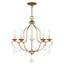 Mini Antique Gold Leaf Brass 5-Light Chandelier