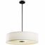 Transitional 24" Black Drum Pendant with White Shade