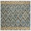 Handmade Blue Wool Geometric Tufted Square Rug