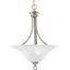 Trinity Brushed Nickel 3-Light Foyer Pendant with Etched Glass Shade