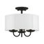 Brookdale Black Brass 3-Light Transitional Semi-Flush Drum Light