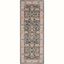 Navy and Creme Floral Motif Cotton Runner Rug