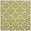 Green and Ivory Hand-Tufted Wool Square Rug