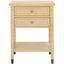 Light Blonde Bamboo-Style Wood and Metal Accent Table with Storage