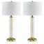 Clear Glass and Brass Table Lamp Set with Drum Shade